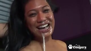 Lyla Lei Geus Nya Geulis Asian Beungeut Katutupan Jeung Jizz